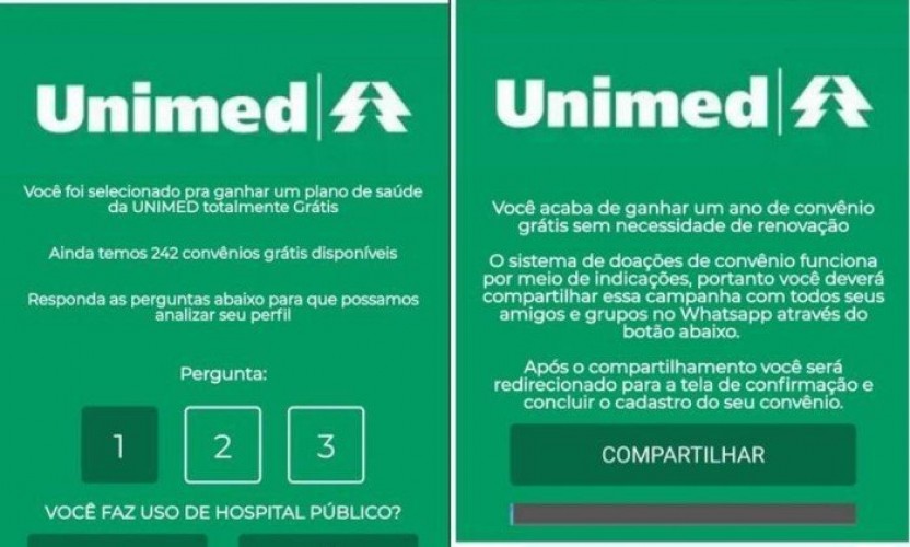 Cuidado: golpe no WhatsApp oferece plano de saúde gratuito em nome da Unimed
